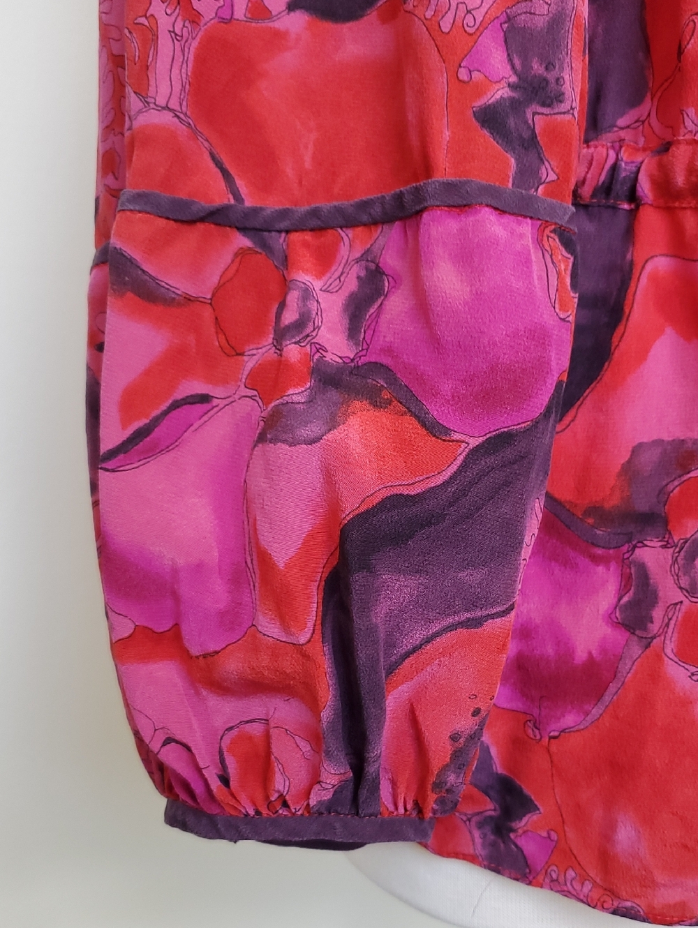 Rebecca Taylor Vibrant Pink, Red And Purple Silk Blouse Size 8 - Picture 4 of 9